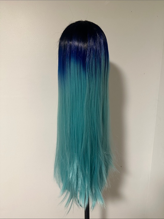 Other - Blue Ombre Long Straight Women's Wig - Teal to Navy 33”